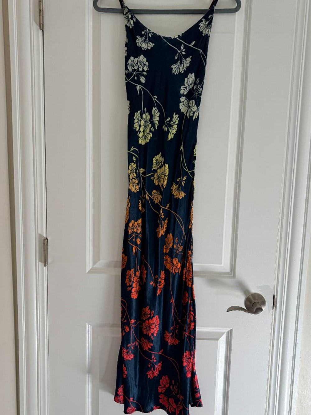 Satin floral floor length